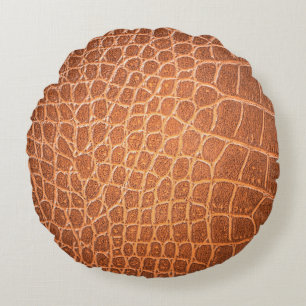 Brown skin leather texture use for background round pillow