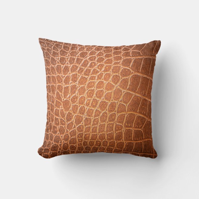 Brown skin leather texture use for background throw pillow (Front)