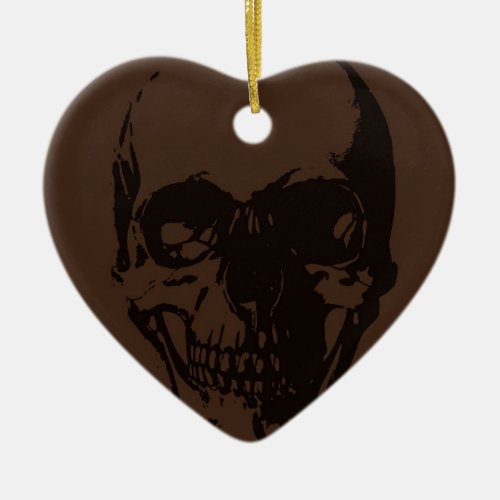 Brown Skull Ceramic Ornament