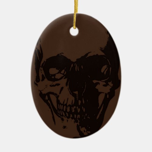 Brown Skull Ceramic Ornament