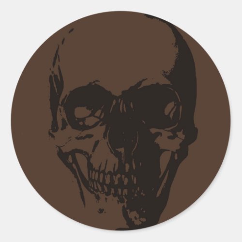 Brown Skull Classic Round Sticker