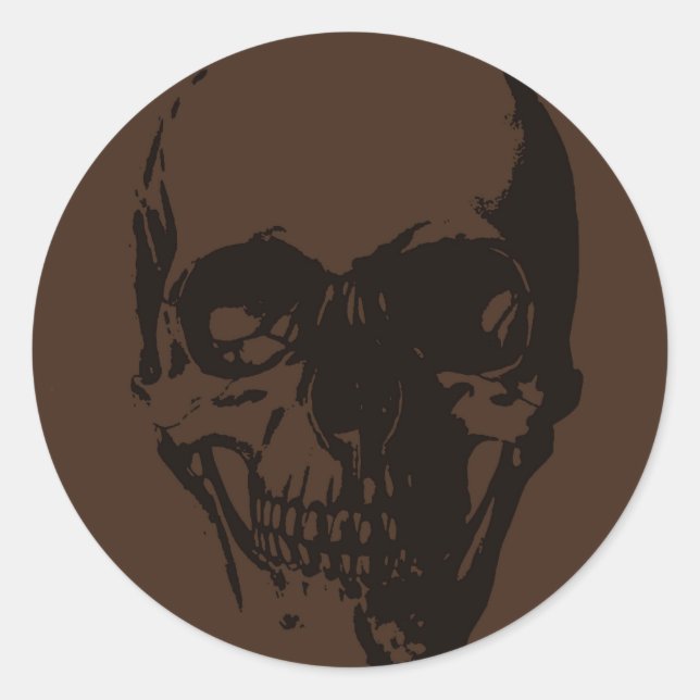 Brown Skull Classic Round Sticker (Front)