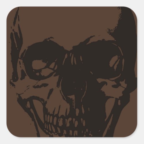 Brown Skull Square Sticker