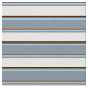 Brown, Sky Blue, Light Slate Gray, White & Black Fabric