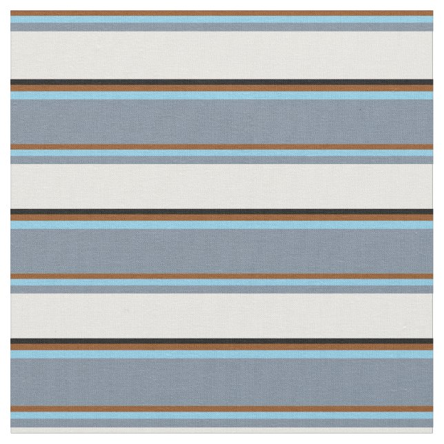 Brown, Sky Blue, Light Slate Gray, White & Black Fabric (Close Up)