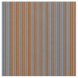 [ Thumbnail: Brown & Slate Gray Stripes Pattern Fabric ]