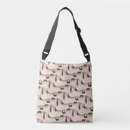 Brown sloth pattern crossbody bag