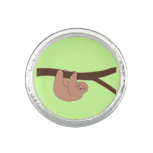 Brown Smiling Sloth with Heart Nose Ring