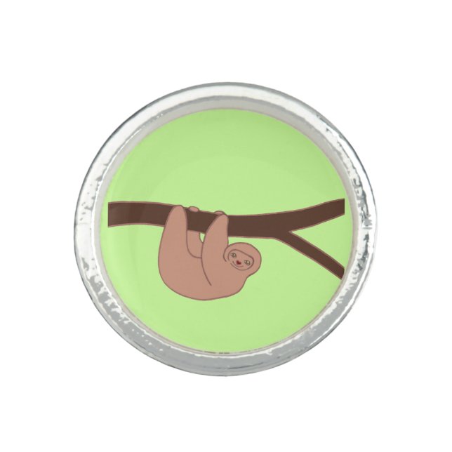 Brown Smiling Sloth with Heart Nose Ring (Front)