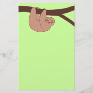 Brown Smiling Sloth with Heart Nose Stationery