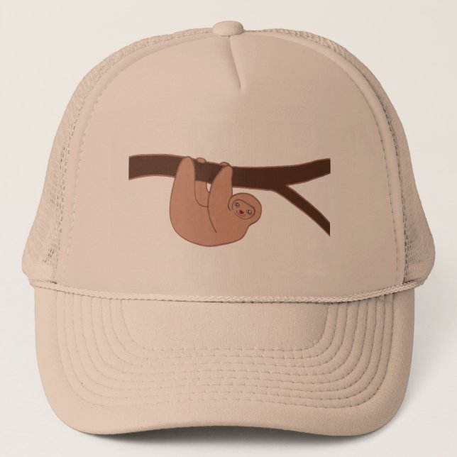 Brown Smiling Sloth with Heart Nose Trucker Hat (Front)