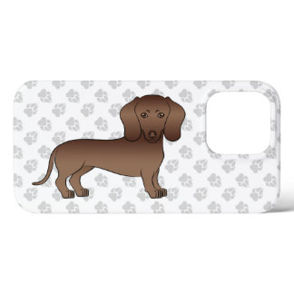 Brown Smooth Coat Dachshund Cute Dog Illustration iPhone 13 Pro Case