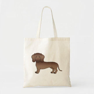 Brown Smooth Coat Dachshund Cute Dog Illustration Tote Bag
