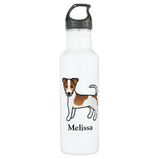 Brown Smooth Coat Jack Russell Terrier Dog &amp; Name Stainless Steel Water Bottle