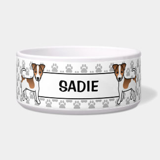 Brown Smooth Coat Jack Russell With Paws &amp; Name Bowl