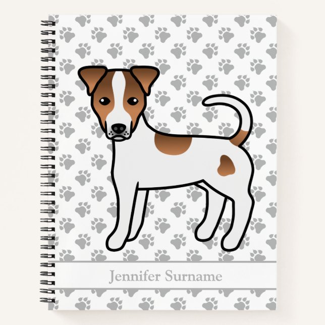 Brown Smooth Coat Parson Russell Terrier & Name Notebook (Front)