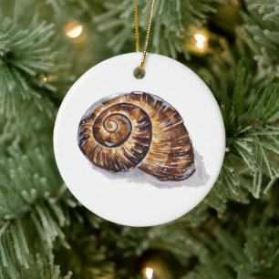 Brown Snail Shell Ceramic Ornament