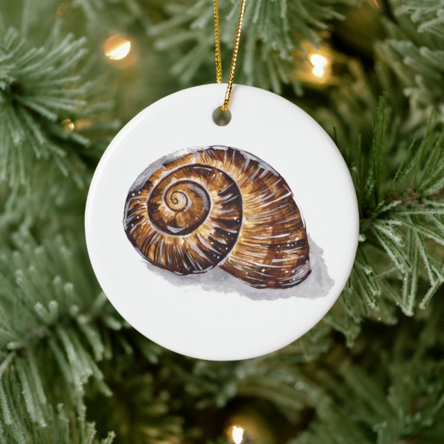 Brown Snail Shell Ceramic Ornament (Tree)