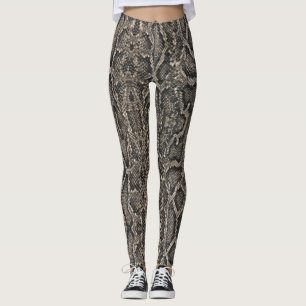 brown snake skin pattern   leggings