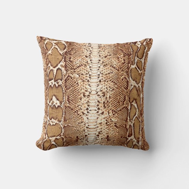 Brown Snake Skin Print #1 Throw Pillow (Front)