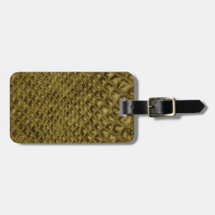 Brown Snakeskin Leather Look Luggage Tag