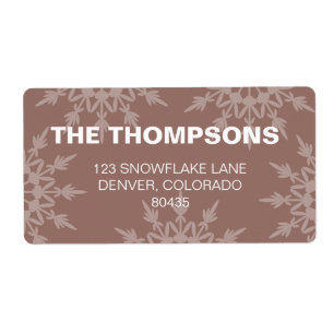 Brown Snowflakes holiday addresss label