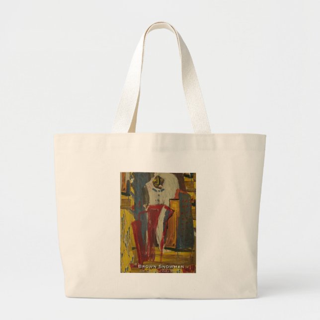 brown snowman large tote bag (Front)