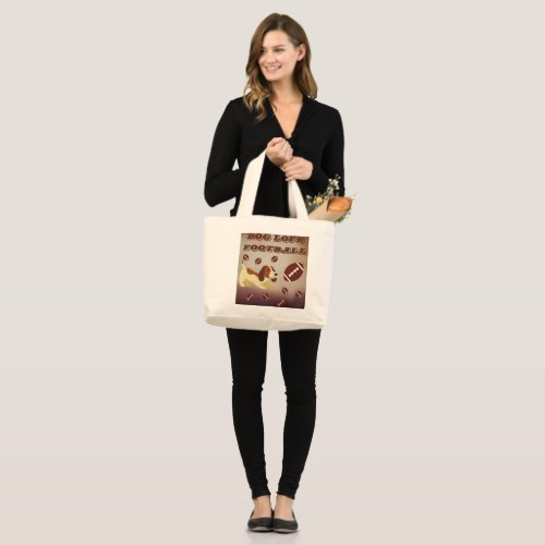 Brown Soccer Football Game Day Sports Dog Large Tote Bag