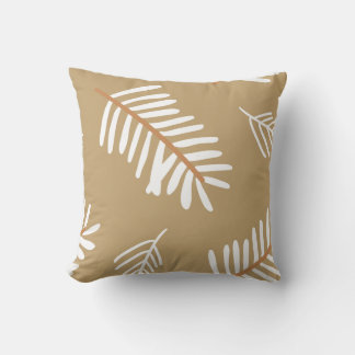 Brown Soft Seamless Pattern Leaves Throw Pillow
