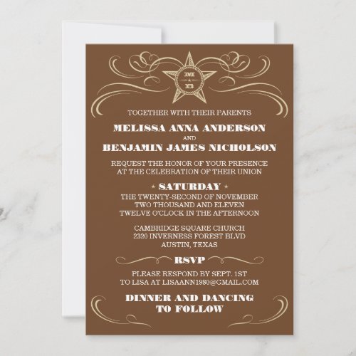 Brown Southern Style Wedding Invitations