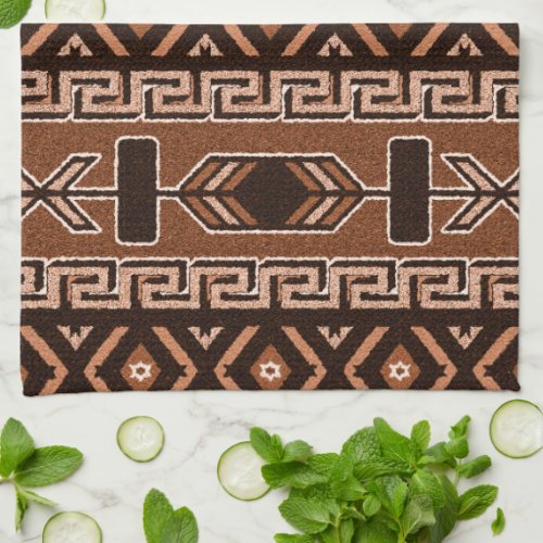 Brown Southwest Aztec Pattern Kitchen Towel