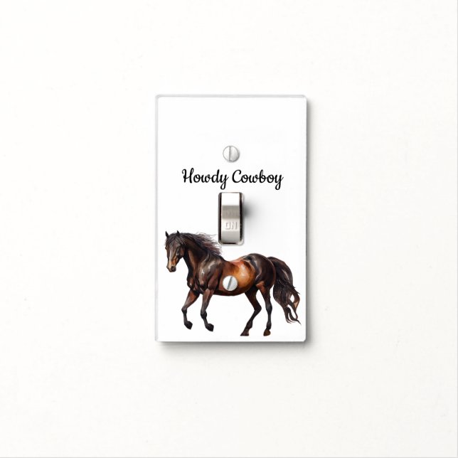 Brown Southwest Horse Light Switch Cover (In Situ)