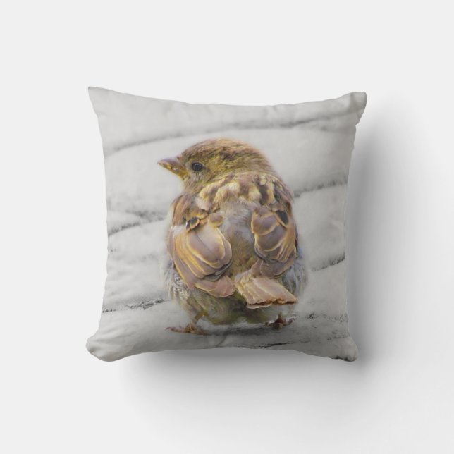 Brown Sparrow Throw Pillow (Front)