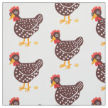 Brown speckled hens with eggs fabric