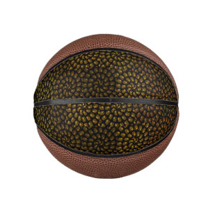 Brown Spiral Lion Heads Pattern,  Mini Basketball