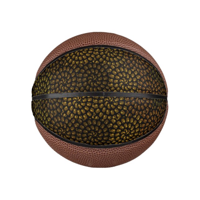 Brown Spiral Lion Heads Pattern,  Mini Basketball (Front)