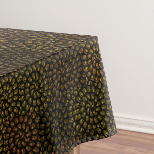 Brown Spiral Lions Heads Pattern,  Tablecloth (In Situ)