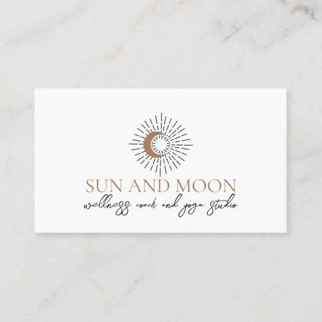 Brown Spiritual Energy Healing Sun Moon Business Card