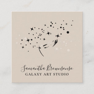 Brown Spiritual Reiki Feminine Planet Galaxy Square Business Card