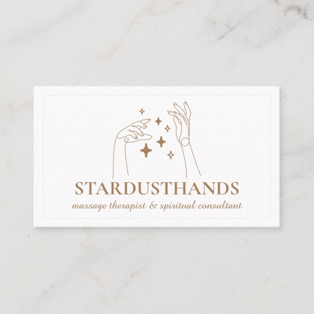 Brown Spiritual Stars Hands Therapy Body Massage Business Card