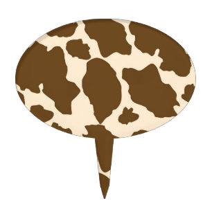 Brown Spots Cow Print Farmer Farm Animals Classy Cake Topper