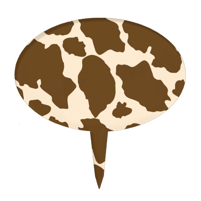 Brown Spots Cow Print Farmer Farm Animals Classy Cake Topper (Front)