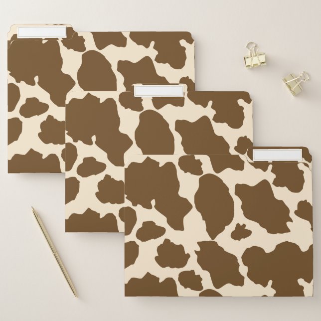 Brown Spots Cow Print Farmer Farm Animals Classy File Folder (Set)