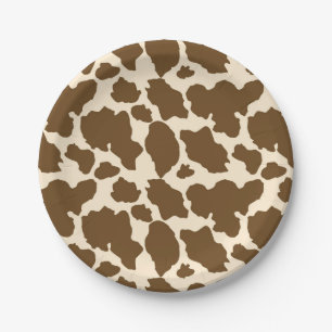 Brown Spots Cow Print Farmer Farm Animals Classy Paper Plates