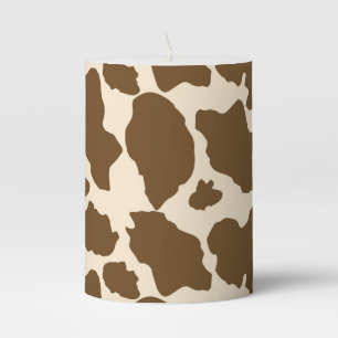 Brown Spots Cow Print Farmer Farm Animals Classy Pillar Candle
