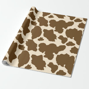 Brown Cow Print Background Wrapping Paper by Created Prototype