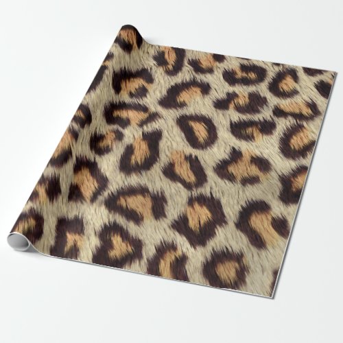 Brown spots leopard animal print wrapping paper