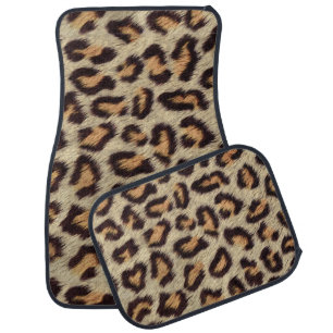 Brown spots leopard faux fur pattern car floor mat