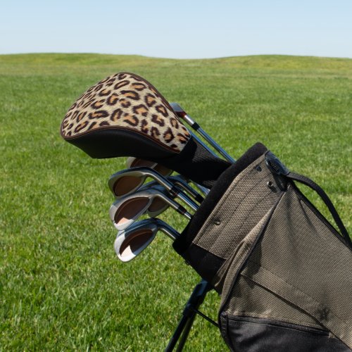 Brown spots leopard pattern faux fur texture golf head cover