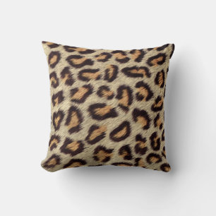 Brown spots Leopard pattern faux fur texture Throw Pillow
